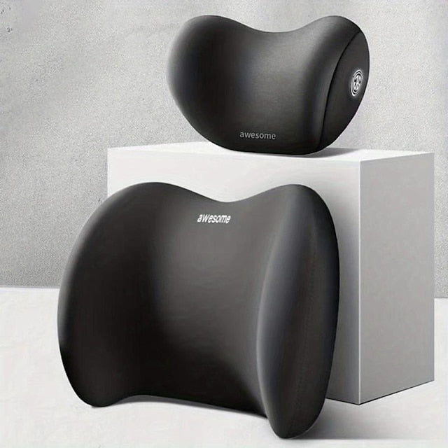 Car Seat Headrest Back Support Pad Soft Memory Pillow Lumbar Cushion 2 Pcs/set