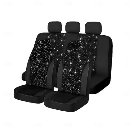 7 Pcs Car Bling Full Set Sparkling Rhinestone Diamond Starry Sky Seat Csuhion