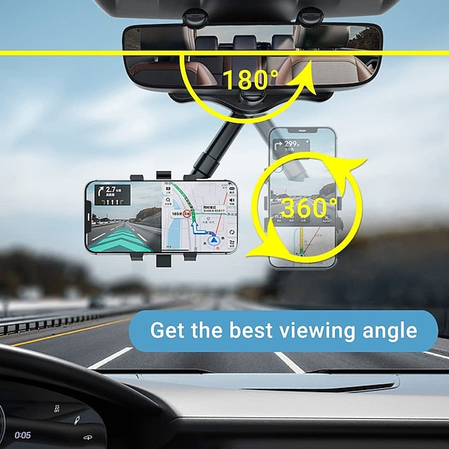 Car 360° Rotate Review Mirror Universal Adjustable  Phone Holder