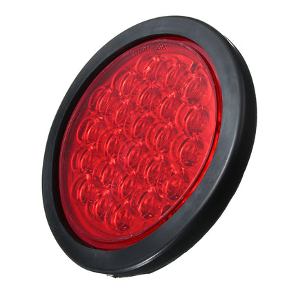 24 LED Red White Yellow Round Rear Tail Stop Light Brake Lamp Reflector for Truck Trailer Bus Boat