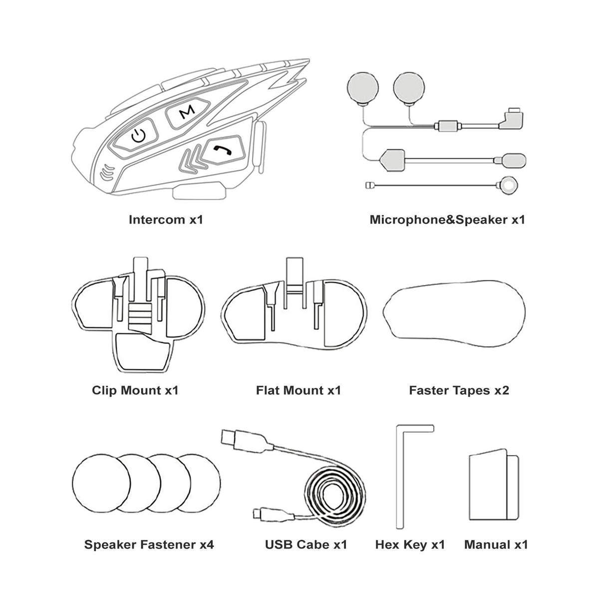Motorcycle Helmet Intercom Bluetooth Headset Cycling Helmet With Music Distribution FM 2000M 8 Rider