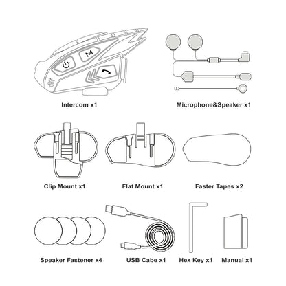 Motorcycle Helmet Intercom Bluetooth Headset Cycling Helmet With Music Distribution FM 2000M 8 Rider