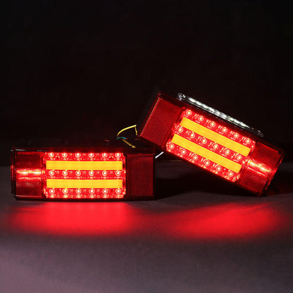 Car LED Rectangle Waterproof Stud Stop Brake Lamps Turn Tail Lights 2Pcs