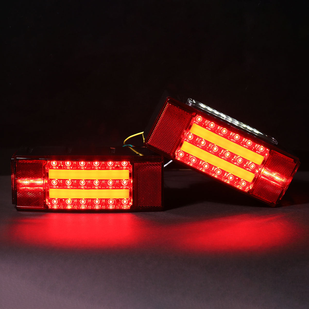 Car LED Rectangle Waterproof Stud Stop Brake Lamps Turn Tail Lights 2Pcs
