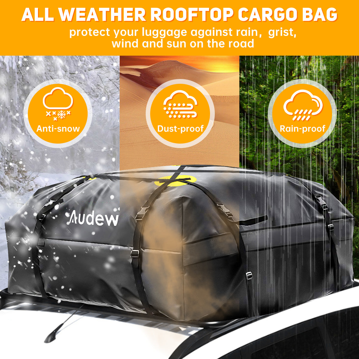 Audew 15 Cubic Cargo Carrier Bag Roof Storage Waterproof Package