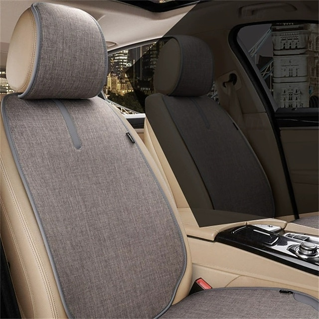 Car Universal Linen Breathable All-Season Fabric Backrest Headrest Seat Cushion Set