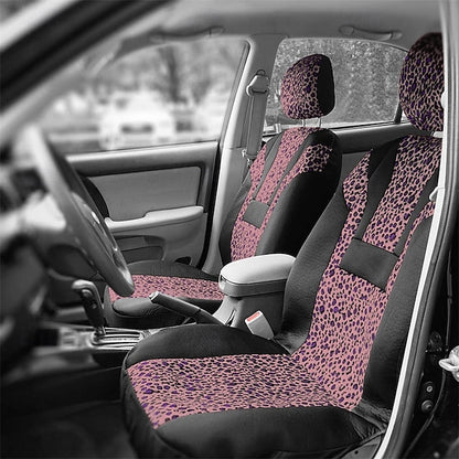 Car Leopard Print Seat Cushion for Front Seats Universal 2 PCS/SET