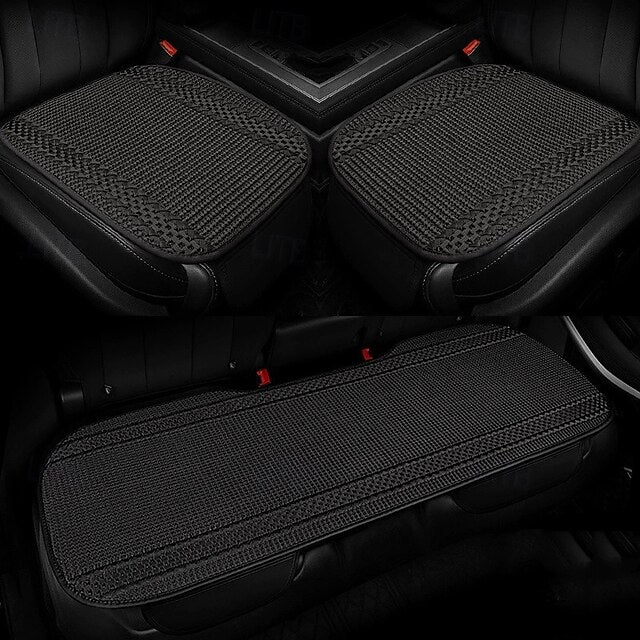 Universal Car Seat Cushion Covers 3-Piece Set Breathable Cooling Woven Seat Protectors