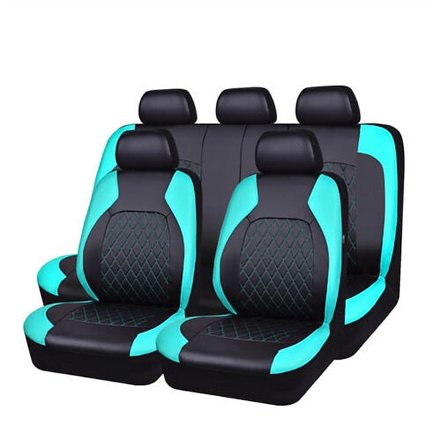 9 Pcs/Set Universal PU Leather Car Seat Covers Set Full Coverage Seat Protector
