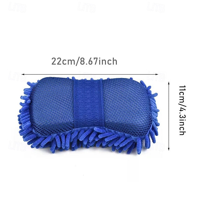 4 Pack Microfiber Car Wash Mitt 2-in-1 Double Sided Chenille Sponge Wash Tool