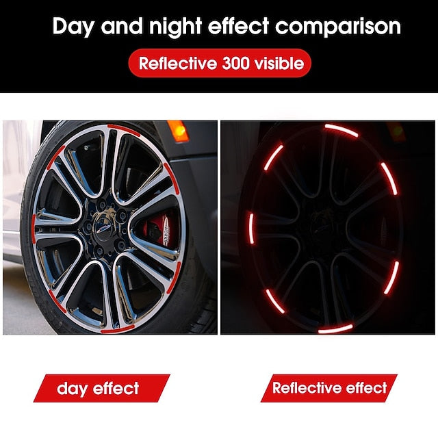 40pcs Car Motorcycle Wheel Hub Reflective Strip Sticker Warning Sticker