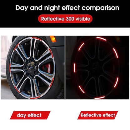 40pcs Car Motorcycle Wheel Hub Reflective Strip Sticker Warning Sticker