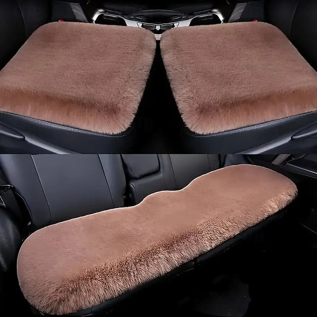 Car Winter Plush Thick Warm Soft Seat Cushion 3-Piece Set