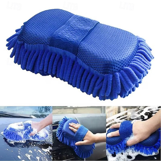 4 Pack Microfiber Car Wash Mitt 2-in-1 Double Sided Chenille Sponge Wash Tool