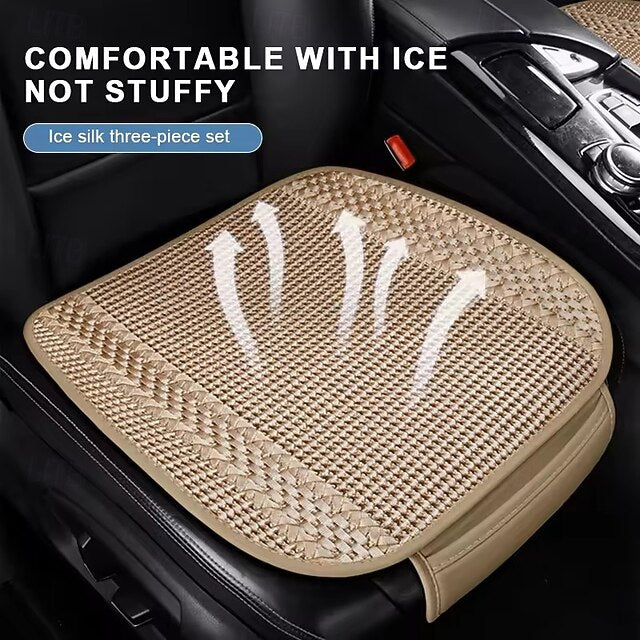Universal Car Seat Cushion Covers 3-Piece Set Breathable Cooling Woven Seat Protectors