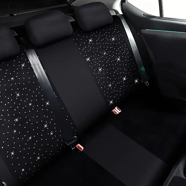 7 Pcs Car Bling Full Set Sparkling Rhinestone Diamond Starry Sky Seat Csuhion