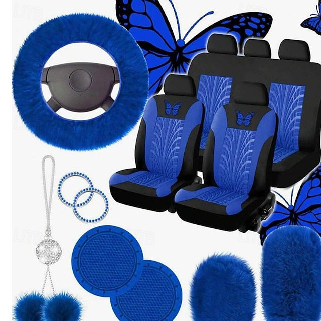 9 Pcs/Set Car Wear-Resistant Comfortable Seat Cushion with 5 Seat Steering Wheel