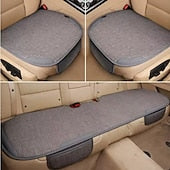 3-Piece Universal Car Seat Covers Full Set Breathable Linen Seat Cushion