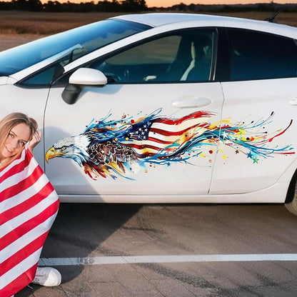 1 Pcs/2 Pcs American Flag Eagle Car Decals Artistic Paint Splash Vinyl Sticker