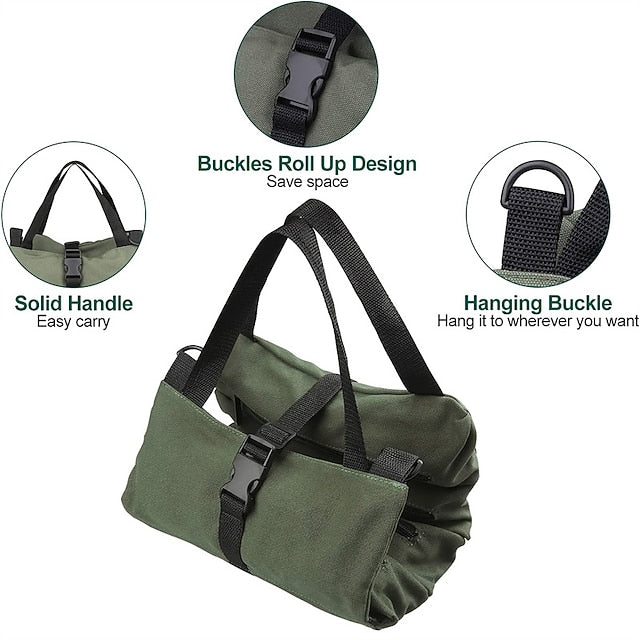 Multi-Purpose Roll Up Tool Bag Hanging Canvas Wrench Tool Bag Storage Bag with 5 Zipper