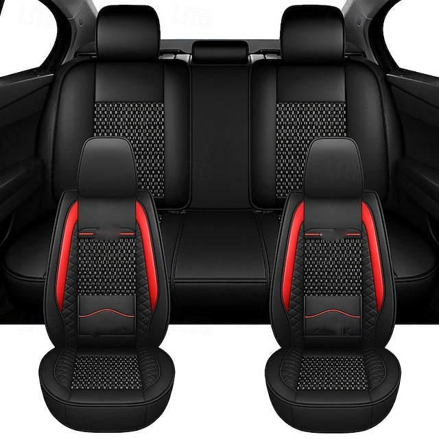 5 Seats Car Seat Covers Full Set  Faux Leather Breathable Universal Front Rear Protector