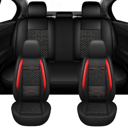 5 Seats Car Seat Covers Full Set  Faux Leather Breathable Universal Front Rear Protector