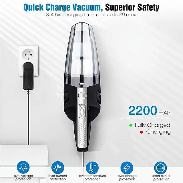 Portable Handheld Rechargeable Wireless Quick Charge Car Vacuum Cleaner
