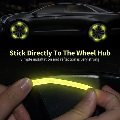 40pcs Car Motorcycle Wheel Hub Reflective Strip Sticker Warning Sticker