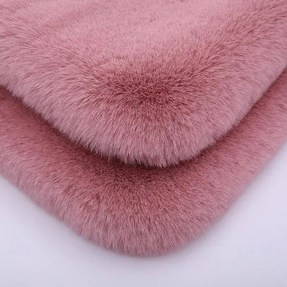 Car Multicolor Plush Rabbit Fur Winter Warm Thick Wool Seat Cushion