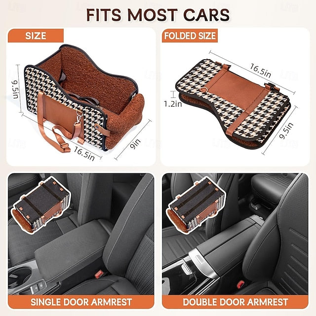 Car Pet Dog Foldable Center Console Armrest Safety Seat