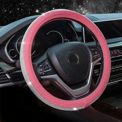 Diamond Leather Bling Crystal Rhinestones Universal Steering Wheel Cover