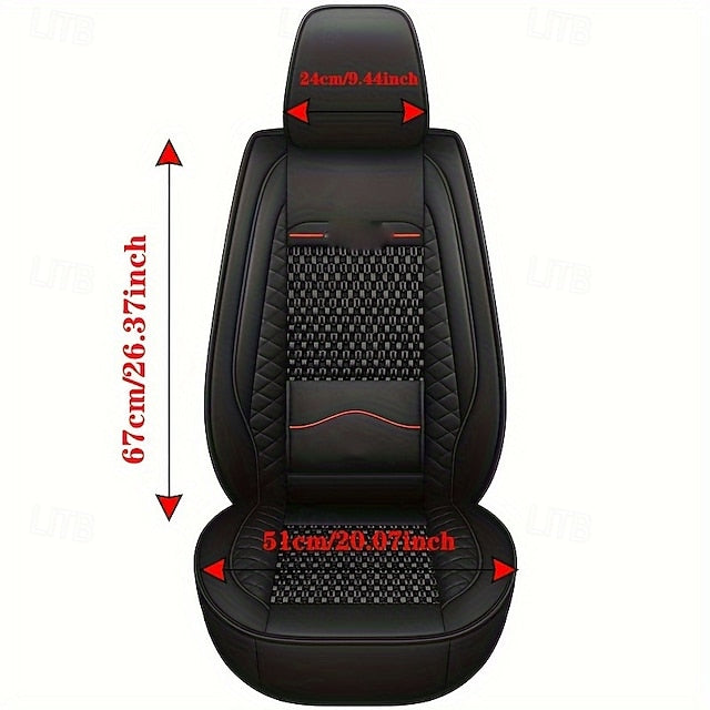 5 Seats Car Seat Covers Full Set  Faux Leather Breathable Universal Front Rear Protector
