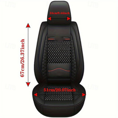 5 Seats Car Seat Covers Full Set  Faux Leather Breathable Universal Front Rear Protector