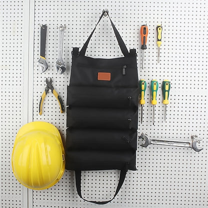 Multi-Purpose Roll Up Tool Bag Hanging Canvas Wrench Tool Bag Storage Bag with 5 Zipper