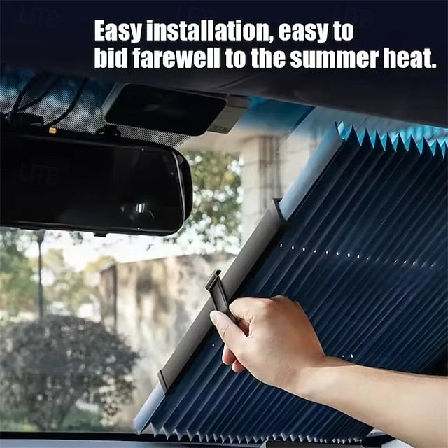 Car Retractable Windshield Universal Sun Shade for Front Window Blocks UV Rays