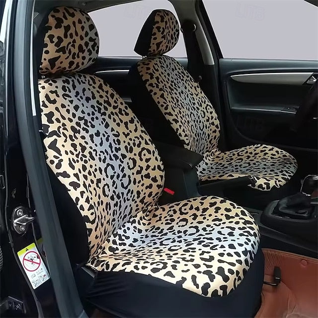 Car Leopard Seat Full Set Universal Protector Front and Rear Seat Covers 5 Pcs/set