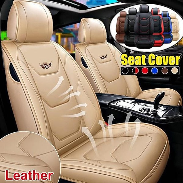 Universal 5D PU Leather Front Car Seat Cushion Mat Waterproof Breathable Protector