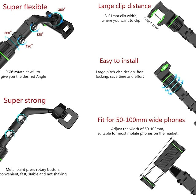 Car Rearview Phone Holder Universal 360 Degrees Rotating Mount Holder