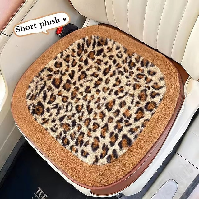 Car Leopard Print Seat Set Cute Plush Faux Fur Cushion
