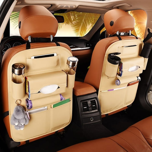 2 Pack Car Seat Back Organizer PU Leather Seat Protector Organizer