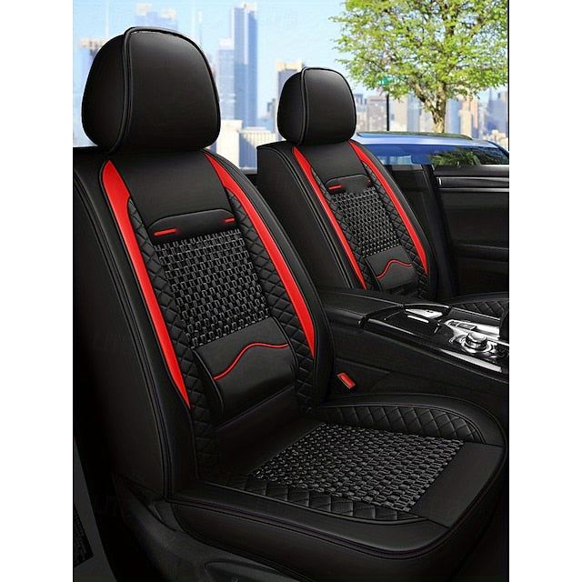 5 Seats Car Seat Covers Full Set  Faux Leather Breathable Universal Front Rear Protector