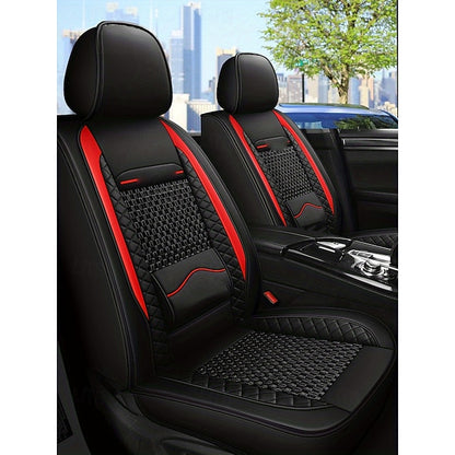 5 Seats Car Seat Covers Full Set  Faux Leather Breathable Universal Front Rear Protector