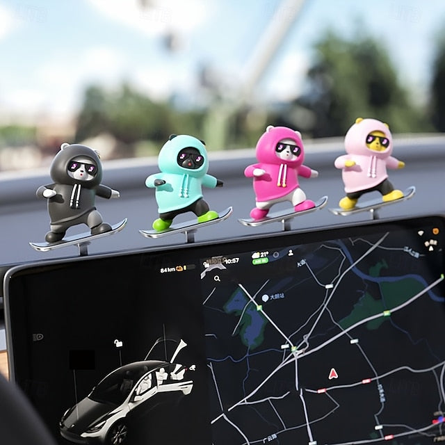 Car Dashboard Ornament Skateboard Bear Cartoon Animal Dashboard Pendant