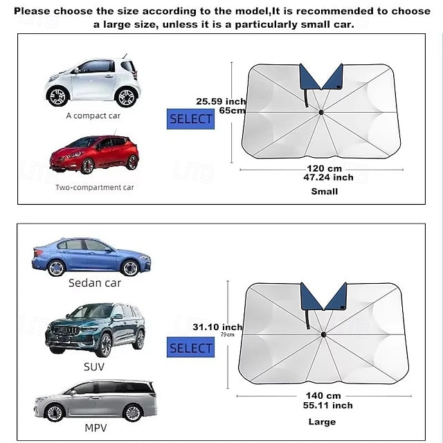 Car Windshield Sun Shade Umbrella Foldable Front Window Sunshade