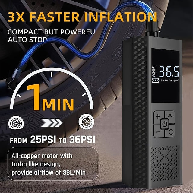 Car Portable Air Compressor Cordless Digital LCD Tire Inflator Electric Air Pump