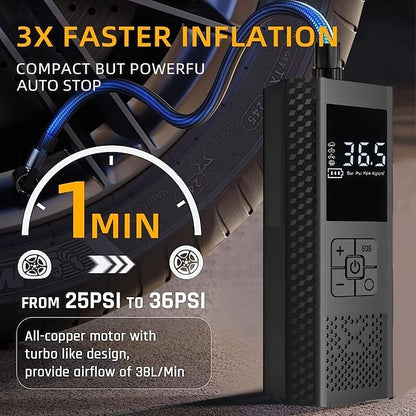 Car Portable Air Compressor Cordless Digital LCD Tire Inflator Electric Air Pump