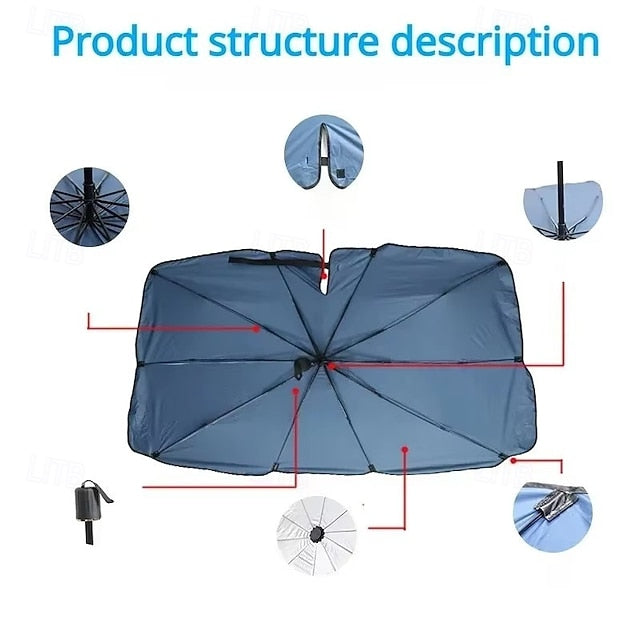 Car Windshield Sun Shade Umbrella Foldable Front Window Sunshade