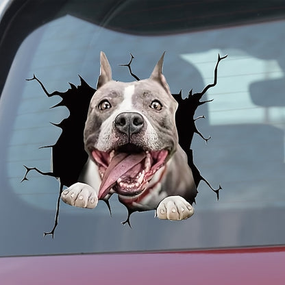 3D Car Stickers Auto  Puppy Broken Window Stickers French Bulldog Vinyl Decals