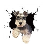 3D Car Stickers Auto  Puppy Broken Window Stickers French Bulldog Vinyl Decals