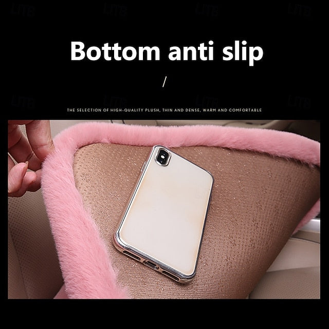 Car Multicolor Plush Rabbit Fur Winter Warm Thick Wool Seat Cushion